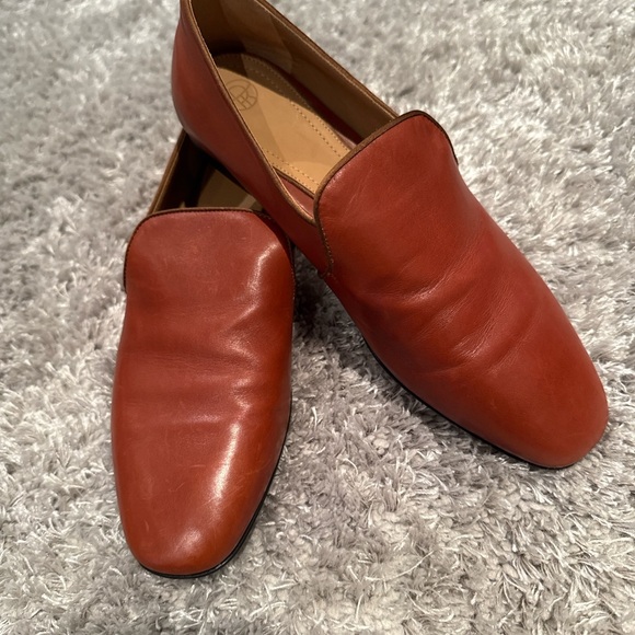 The Row Shoes - The Row Women’s Leather Slip-On Loafers in Rust Orange